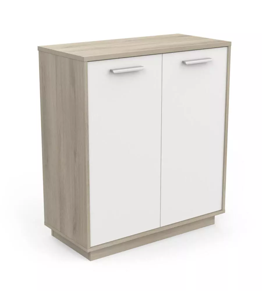MOBILE BIANCO E QUERCIA CON 2 ANTE, 78X36X84 CM
